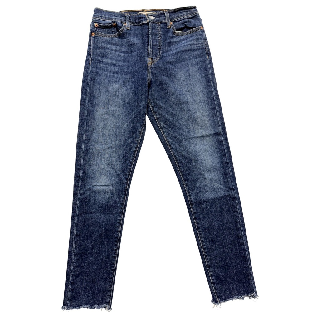 Levi's Wedgie Skinny Jeans Womens 29 Blue Med Wash High Rise Raw Hem Denim 29x28